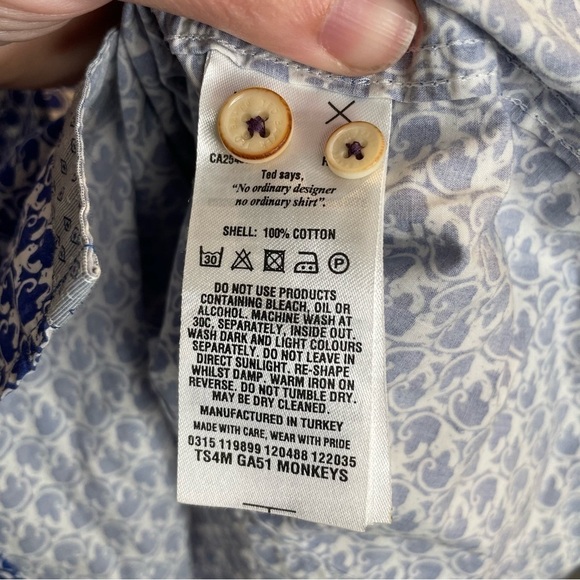Ted Baker Monkeys Short Sleeve Print Shirt in Blue 2 - Picture 8 of 9